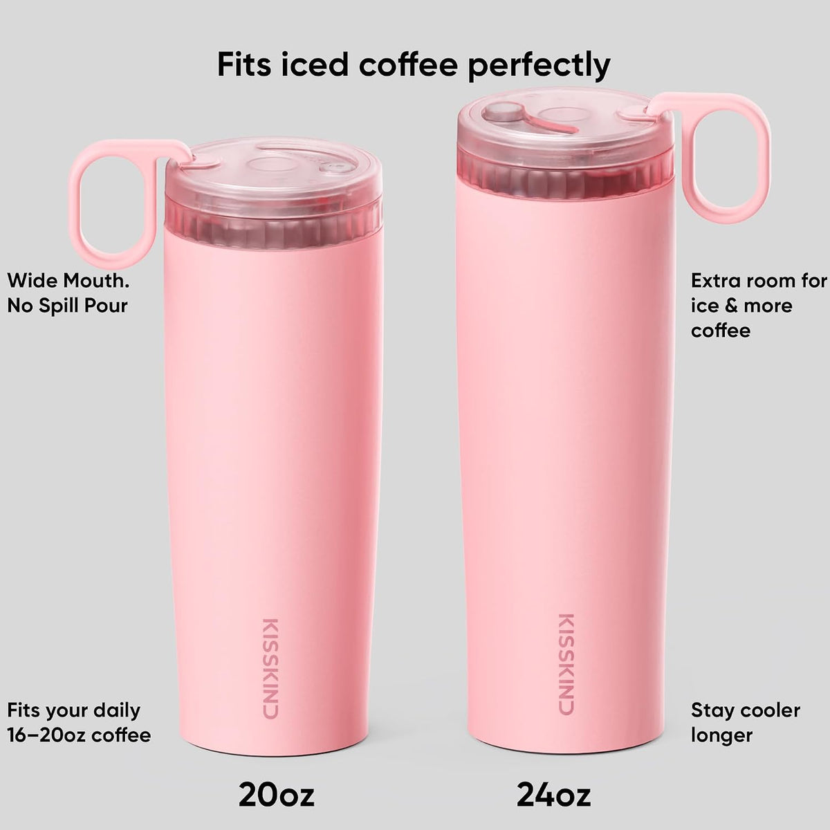 Leakproof Iced Coffee Tumbler 20 oz, Insulated Ceramic Lined Cup | Iced Coffee All Day, Leakproof, Ceramic-Lined Interior, Bag-Safe Commute, Work, Travel, Fits Cup Holders, Hidden Straw Lid