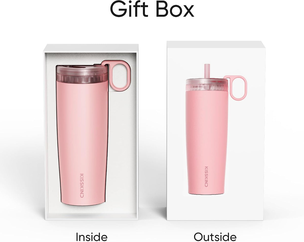 Leakproof Iced Coffee Tumbler 20 oz, Insulated Ceramic Lined Cup | Iced Coffee All Day, Leakproof, Ceramic-Lined Interior, Bag-Safe Commute, Work, Travel, Fits Cup Holders, Hidden Straw Lid