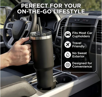 16oz Vacuum Insulated Tumbler, Leakproof Travel Mug for Hot & Cold Drinks | Double-wall insulation locks temp. Leakproof lid, slim cup holder. For coffee, tea, water.