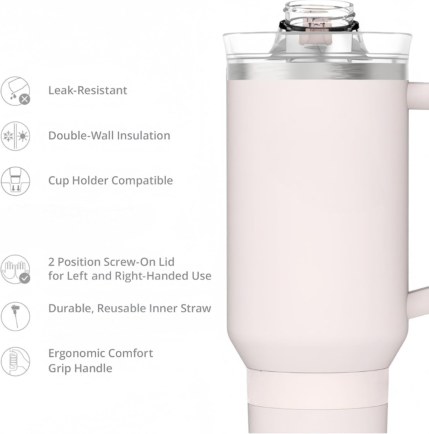 16oz Vacuum Insulated Tumbler, Leakproof Travel Mug for Hot & Cold Drinks | Double-wall insulation locks temp. Leakproof lid, slim cup holder. For coffee, tea, water.