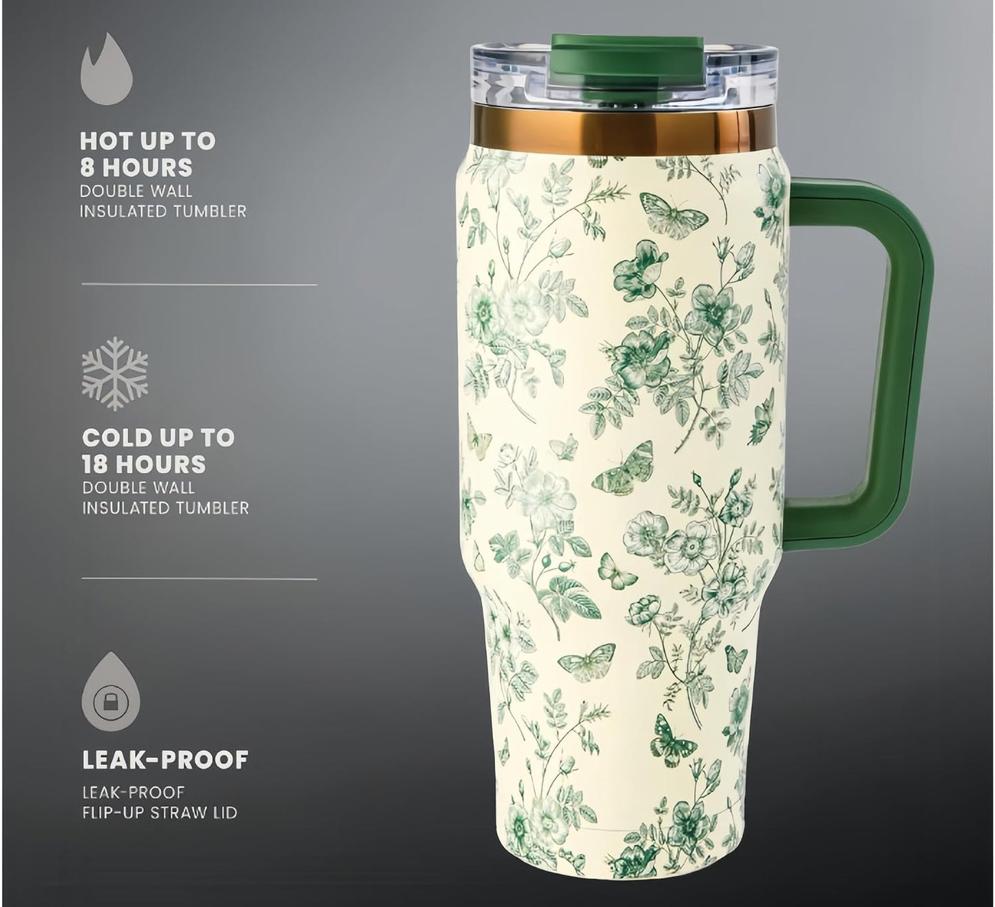 16oz Vacuum Insulated Tumbler, Leakproof Travel Mug for Hot & Cold Drinks | Double-wall insulation locks temp. Leakproof lid, slim cup holder. For coffee, tea, water.