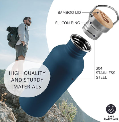 Stainless Steel Water Bottles 32 oz, Non-insulated Single Wall Metal Water Bottle Stainless Steel, Reusable & Eco Friendly, Dishwasher Safe – Silver