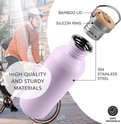 Stainless Steel Water Bottles 32 oz, Non-insulated Single Wall Metal Water Bottle Stainless Steel, Reusable & Eco Friendly, Dishwasher Safe – Silver