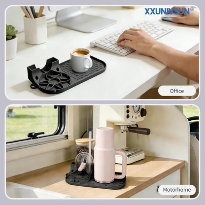 Bottle Drying Rack for Stanley,Water Bottle Drain Pad for Owala Thermos Cups ，Space Saving Drainer Stand Mat ，Silicone Kitchen Counter Racks， Small Tumbler Drainer (1p Gray)