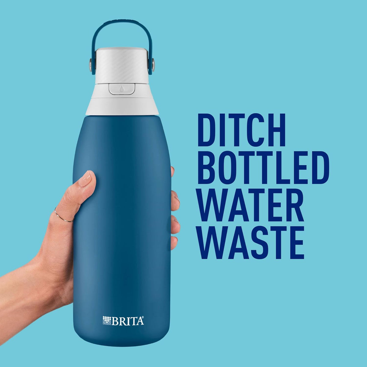 Stainless Steel Premium Filtering Water Bottle, BPA-Free, Reusable, Insulated, Replaces 300 Plastic Water Bottles, Filter Lasts 2 Months or 40 Gallons, Includes 1 Filter, Marina - 32 oz