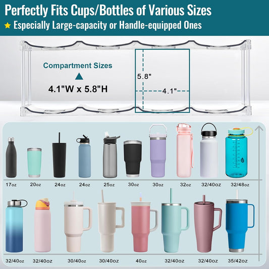 Premium Water Bottle Organizer for Stanley 40OZ & Various Bottles, Tumblers