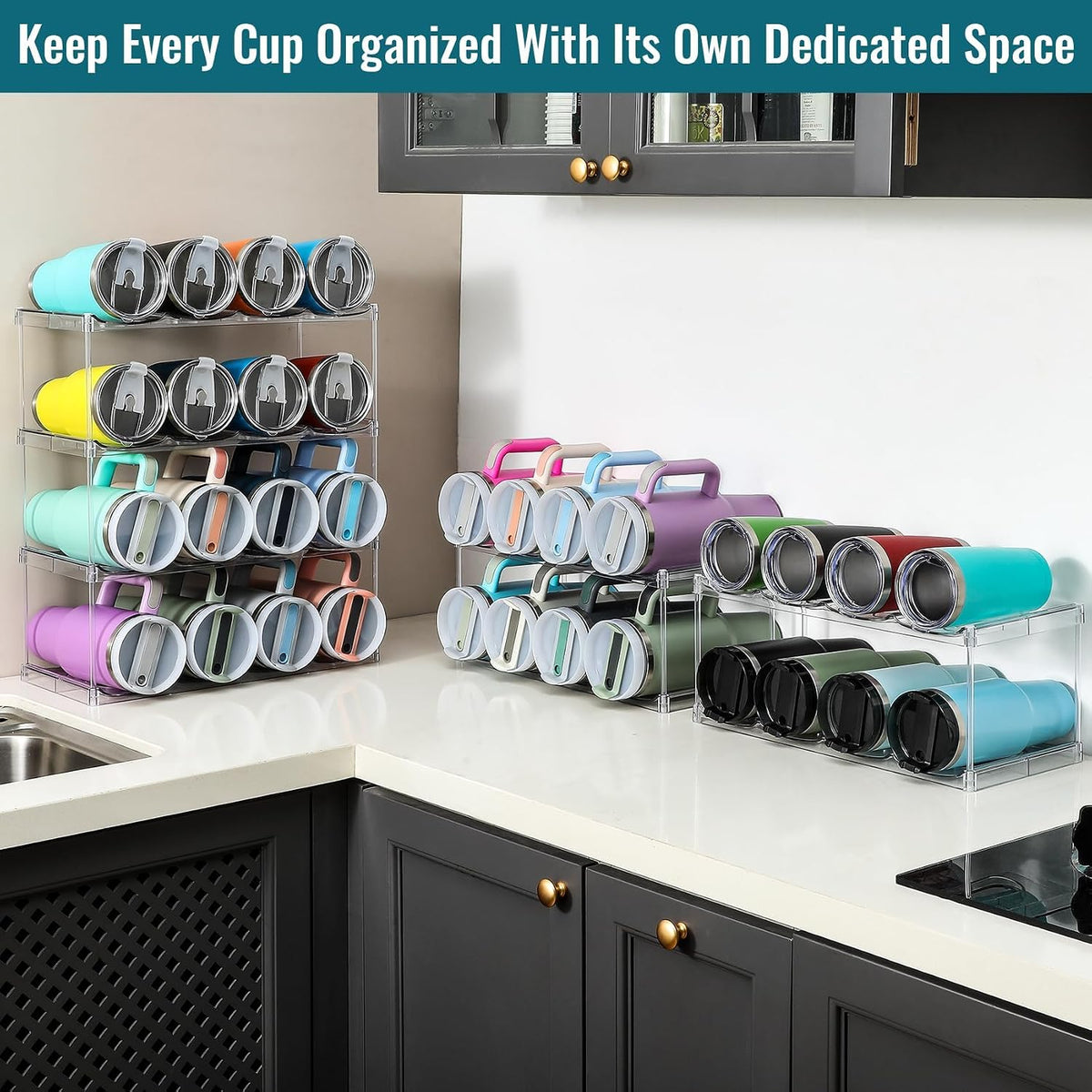 Premium Water Bottle Organizer for Stanley 40OZ & Various Bottles, Tumblers