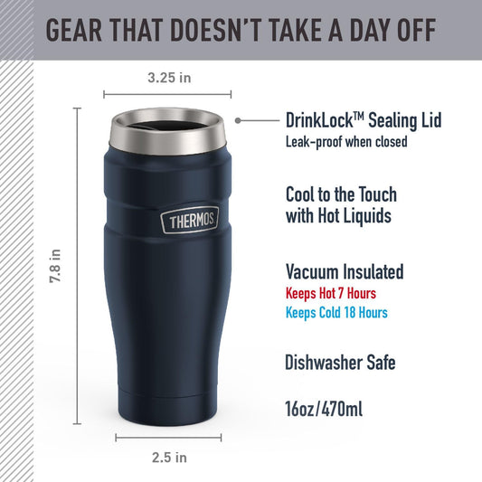 Stainless King Stainless Steel Tumbler, 16oz, Midnight Blue