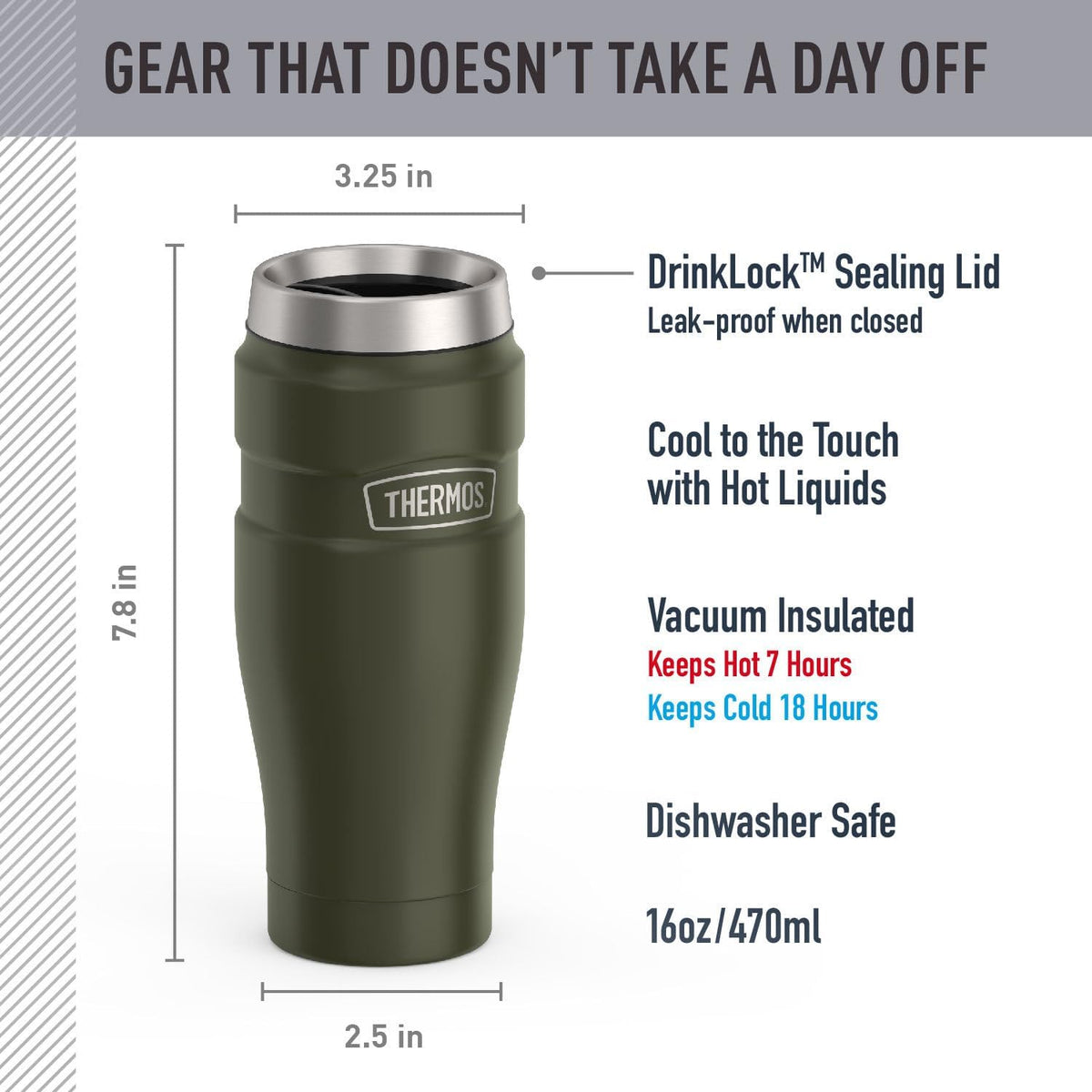 Stainless King Stainless Steel Tumbler, 16oz, Midnight Blue