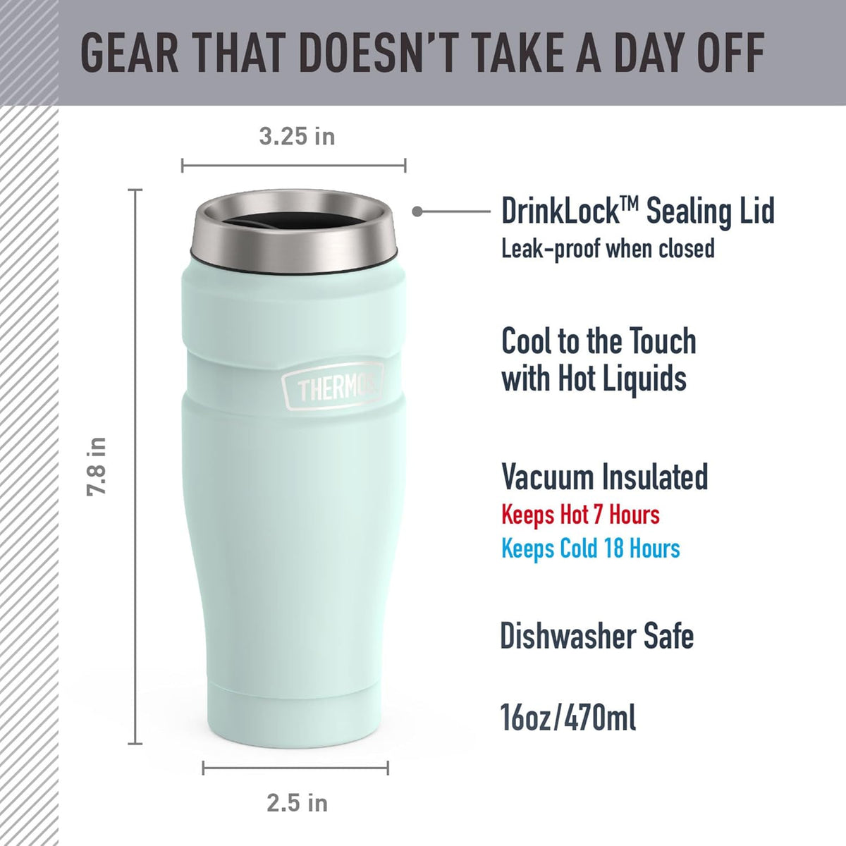 Stainless King Stainless Steel Tumbler, 16oz, Midnight Blue