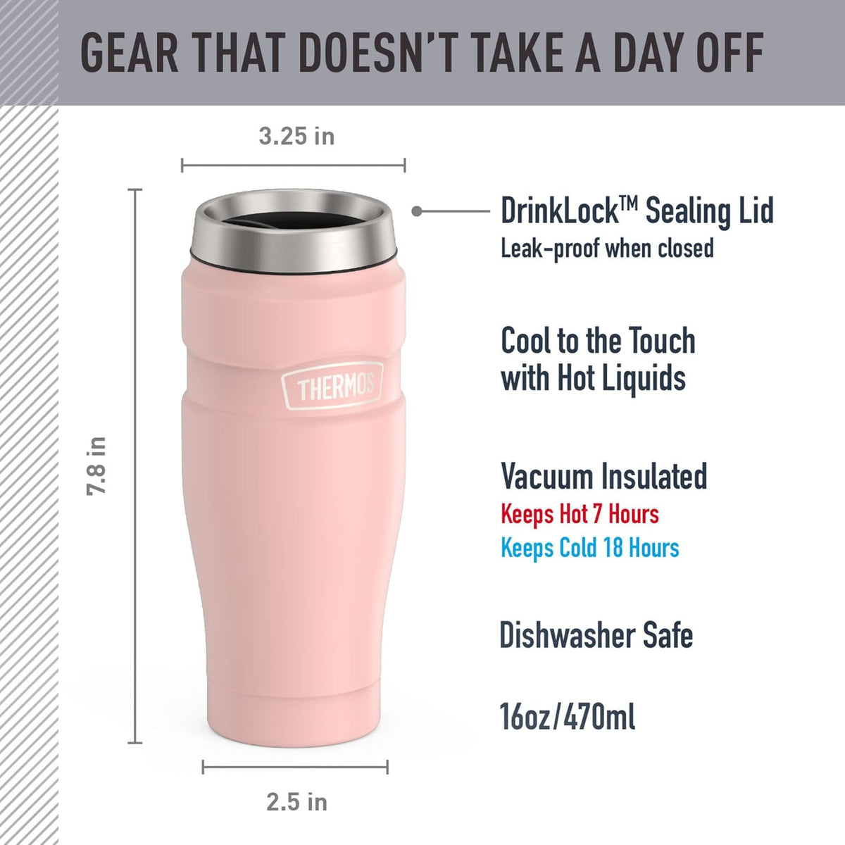 Stainless King Stainless Steel Tumbler, 16oz, Midnight Blue