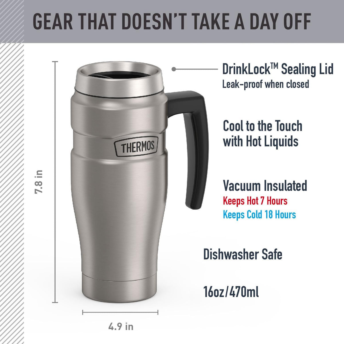 Stainless King Stainless Steel Tumbler, 16oz, Midnight Blue