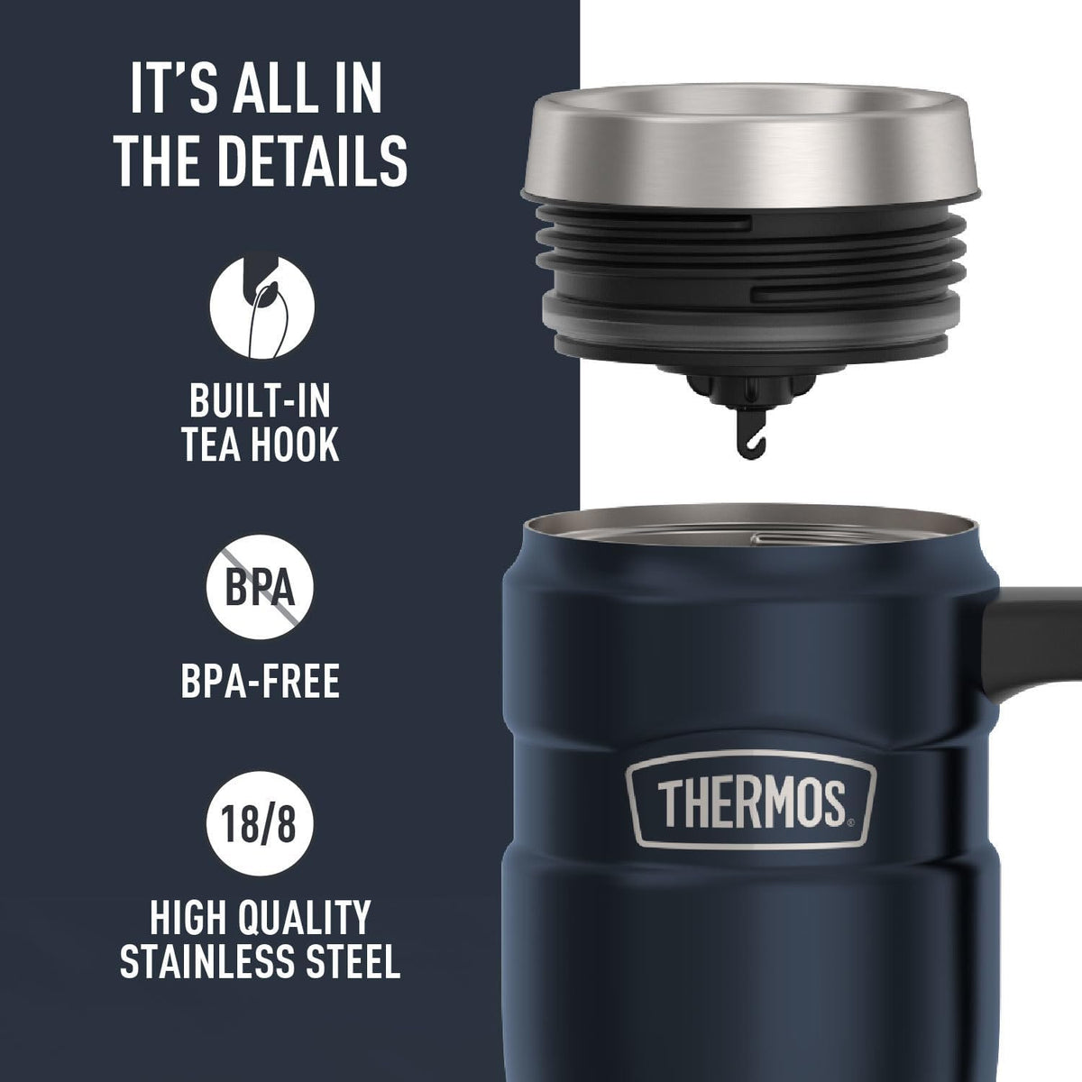 Stainless King Stainless Steel Tumbler, 16oz, Midnight Blue