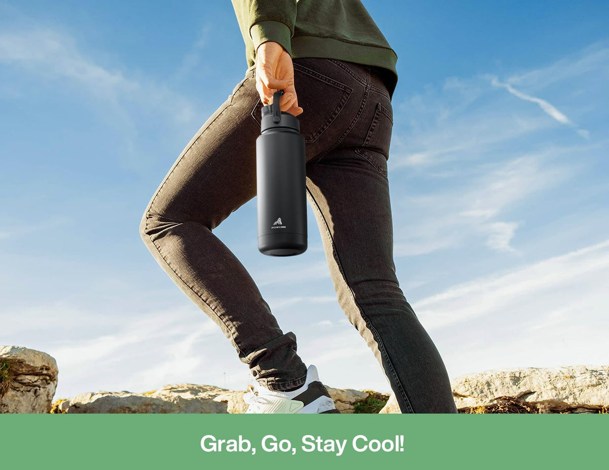 26 oz Insulated Water Bottle with 2-in-1 Straw and Spout Lid, Keep Cold 24H, Leak-Proof, Fits in Car Cup Holder, Stainless Steel Water Bottle for Sports, Travel, and School (Dark Knight) - Colors A