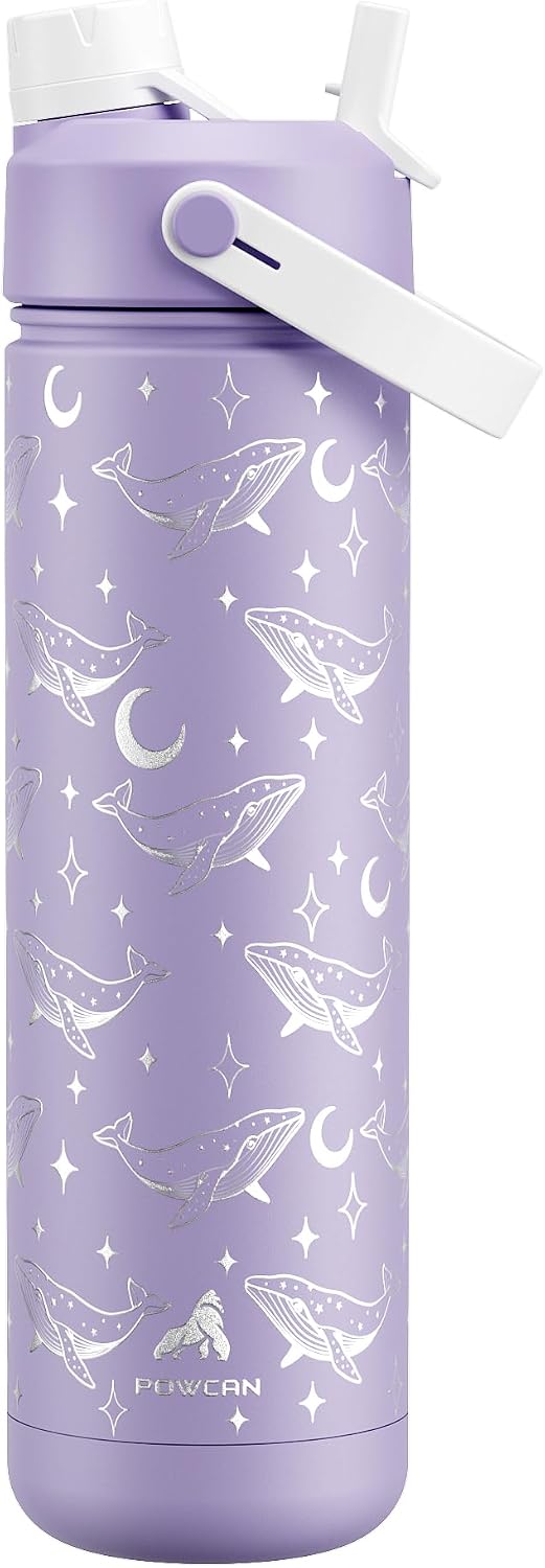 26 oz Insulated Water Bottle with 2-in-1 Straw and Spout Lid, Keep Cold 24H, Leak-Proof, Fits in Car Cup Holder, Stainless Steel Water Bottle for Sports, Travel, and School (Dark Knight) - Colors A