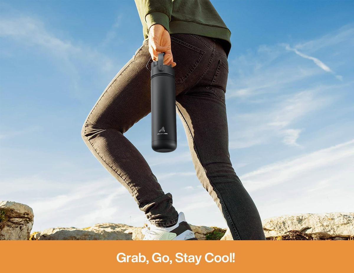 26 oz Insulated Water Bottle with 2-in-1 Straw and Spout Lid, Keep Cold 24H, Leak-Proof, Fits in Car Cup Holder, Stainless Steel Water Bottle for Sports, Travel, and School (Dark Knight) - Colors A