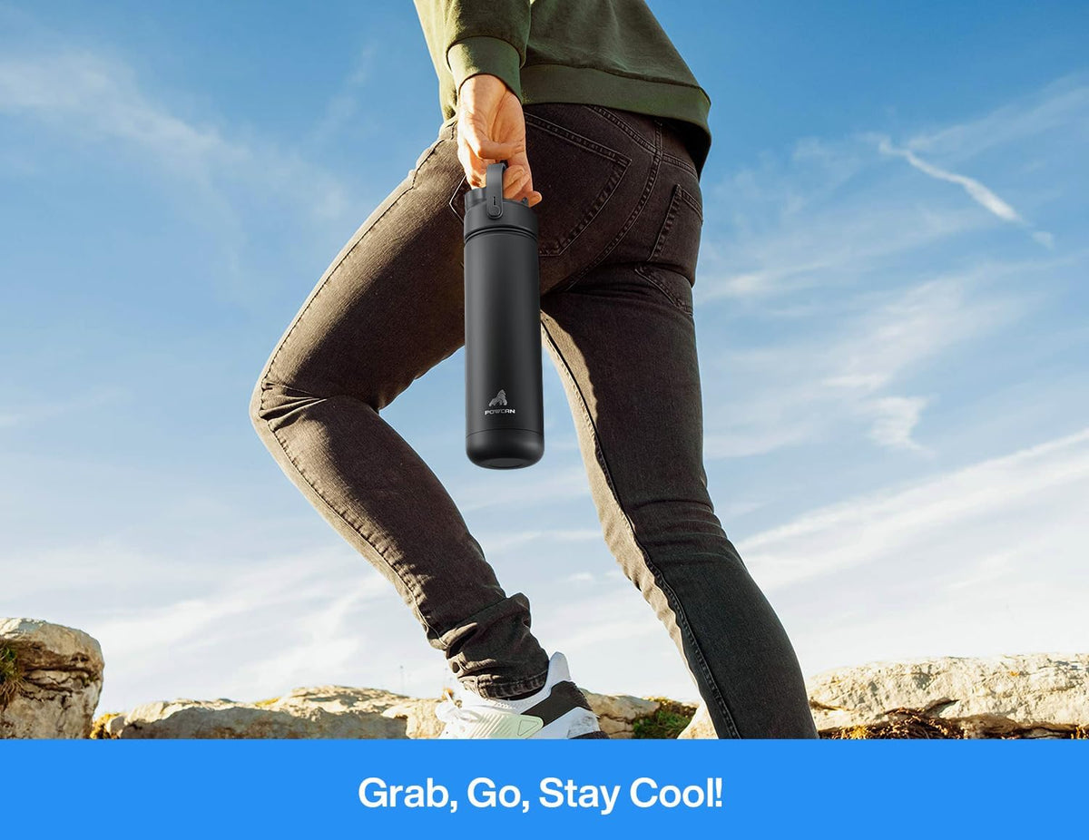 26 oz Insulated Water Bottle with 2-in-1 Straw and Spout Lid, Keep Cold 24H, Leak-Proof, Fits in Car Cup Holder, Stainless Steel Water Bottle for Sports, Travel, and School (Dark Knight) - Colors A