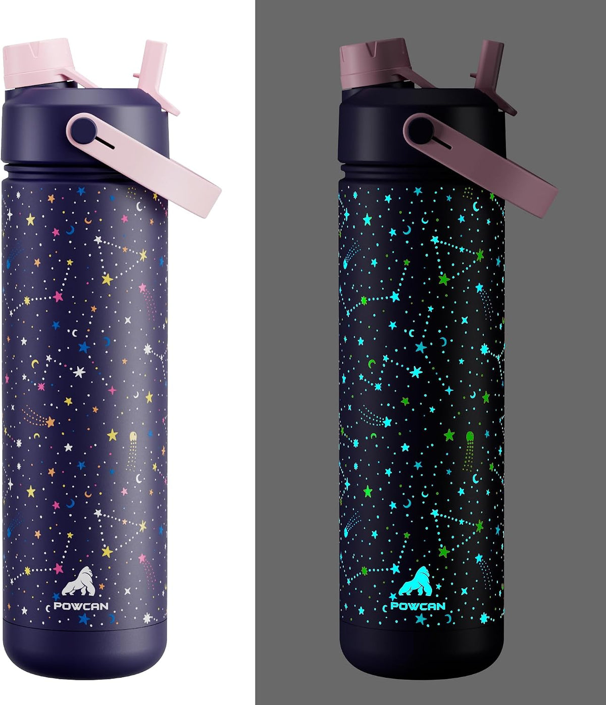 26 oz Insulated Water Bottle with 2-in-1 Straw and Spout Lid, Keep Cold 24H, Leak-Proof, Fits in Car Cup Holder, Stainless Steel Water Bottle for Sports, Travel, and School (Dark Knight) - Colors A