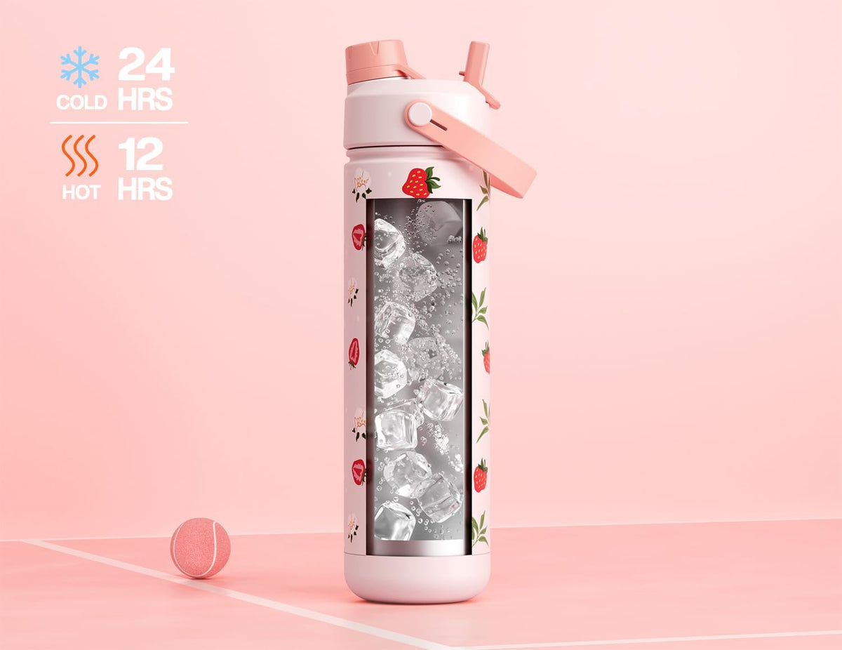 26 oz Insulated Water Bottle with 2-in-1 Straw and Spout Lid, Keep Cold 24H, Leak-Proof, Fits in Car Cup Holder, Stainless Steel Water Bottle for Sports, Travel, and School (Dark Knight) - Colors A
