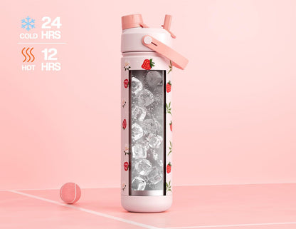26 oz Insulated Water Bottle with 2-in-1 Straw and Spout Lid, Keep Cold 24H, Leak-Proof, Fits in Car Cup Holder, Stainless Steel Water Bottle for Sports, Travel, and School (Dark Knight) - Colors A