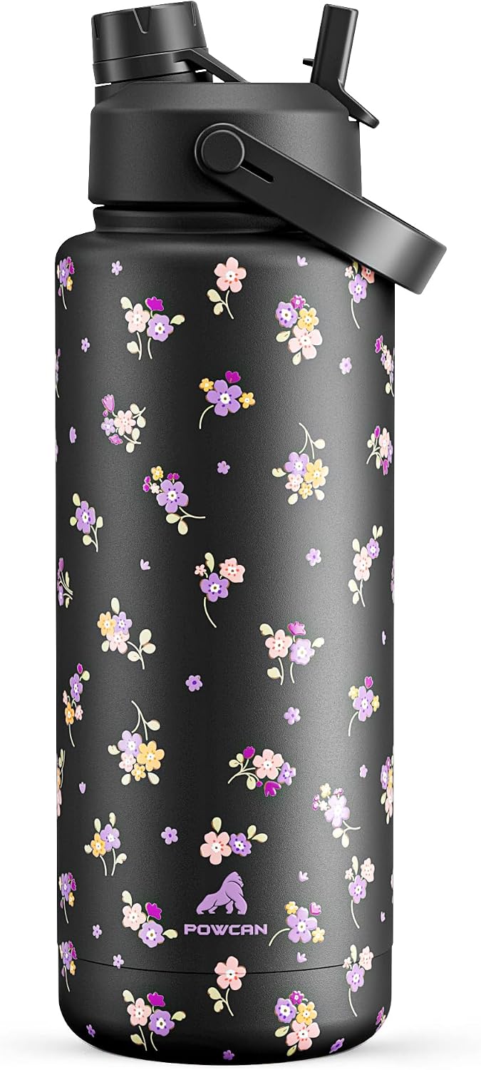26 oz Insulated Water Bottle with 2-in-1 Straw and Spout Lid, Keep Cold 24H, Leak-Proof, Fits in Car Cup Holder, Stainless Steel Water Bottle for Sports, Travel, and School (Dark Knight) - Colors A