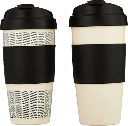 5237160 Reusable, Insulated Double Wall Travel Mugs 16-ounce White/Black , 2 Count ( Pack of 1)