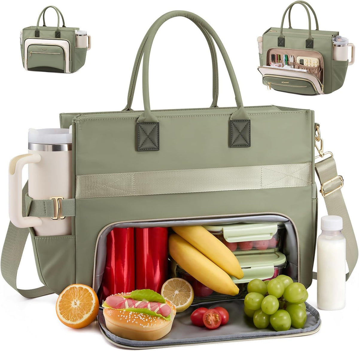 Lunch Tote Bag for Women,Work Laptop Bag with Lunch Compartment