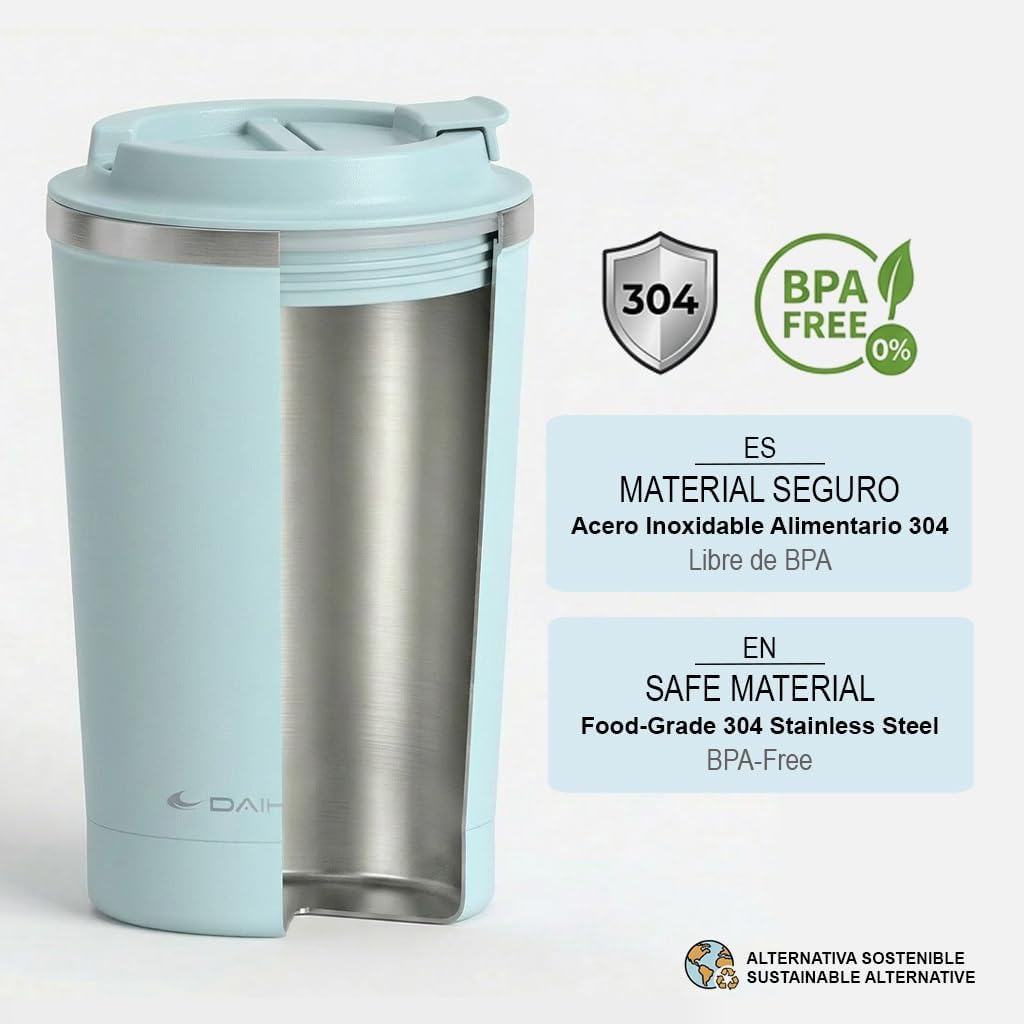 Airtight Thermal Cup 350 ml Stainless Steel | Leakproof and Leakproof Screw Cap | Double Wall Insulating BPA Free | Cold 12h and Hot Drinks 5h | Blue