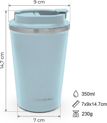Airtight Thermal Cup 350 ml Stainless Steel | Leakproof and Leakproof Screw Cap | Double Wall Insulating BPA Free | Cold 12h and Hot Drinks 5h | Blue