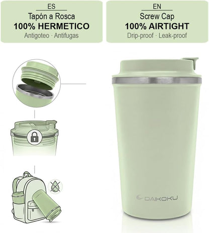 Airtight Thermal Cup 350 ml Stainless Steel | Leakproof and Leakproof Screw Cap | Double Wall Insulating BPA Free | Cold 12h and Hot Drinks 5h | Blue