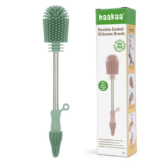 Silicone Cleaning Brush for Baby Bottles & Crevices, Pea Green, 1PK