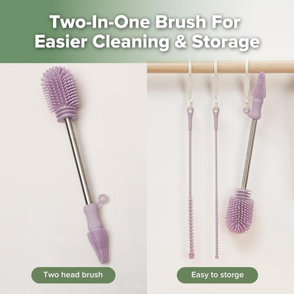 Silicone Cleaning Brush for Baby Bottles & Crevices, Pea Green, 1PK