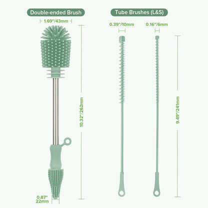 Silicone Cleaning Brush for Baby Bottles & Crevices, Pea Green, 1PK