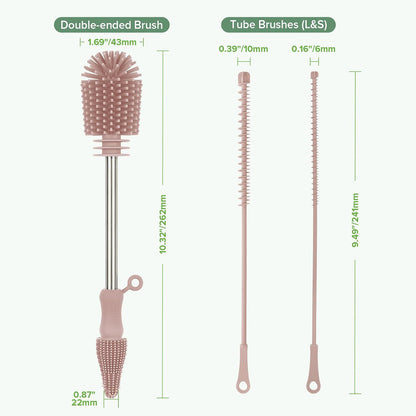 Silicone Cleaning Brush for Baby Bottles & Crevices, Pea Green, 1PK