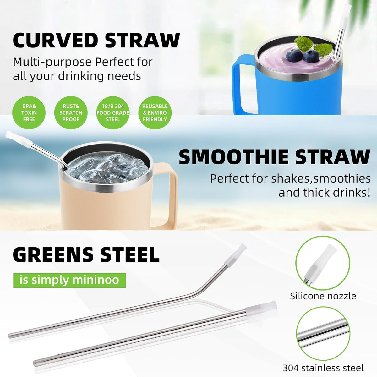 40 oz Ceramic Lined Tumbler with Handle and Straw Lid, Stainless Steel Ceramic Travel Coffee Mug Newly Upgraded Latex Outer Layer