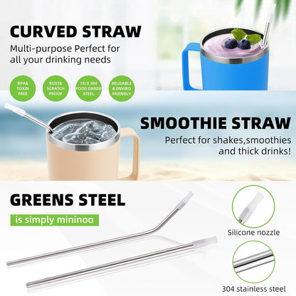 40 oz Ceramic Lined Tumbler with Handle and Straw Lid, Stainless Steel Ceramic Travel Coffee Mug Newly Upgraded Latex Outer Layer