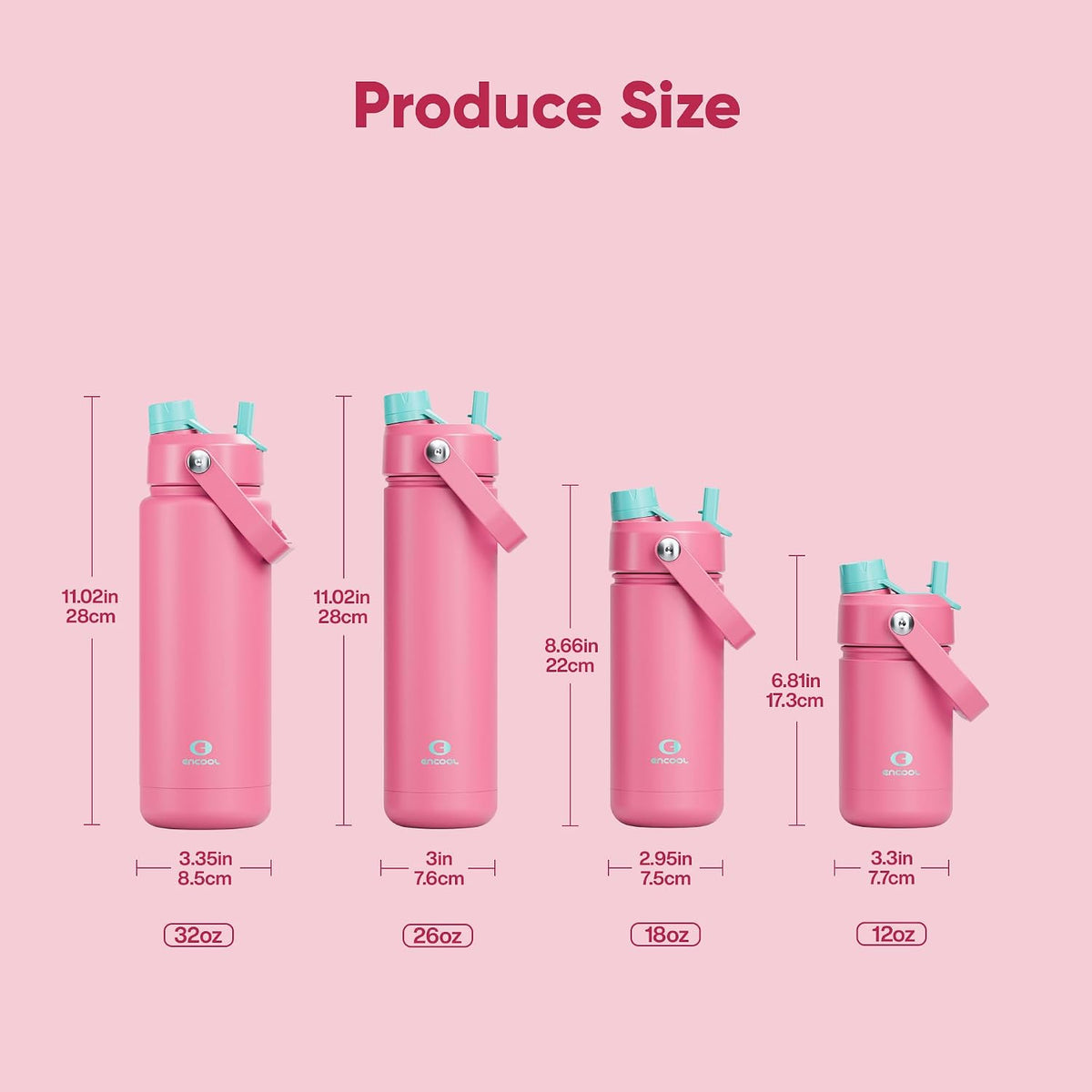 Insulated Water Bottle with Straw Stainless Steel Water Bottle, Leak-Proof, BPA-Free, Double Wall Vacuum Keeps Cold for 24 Hours for Sports, Travel, School (26 oz, Cotton Candy) - Colors B