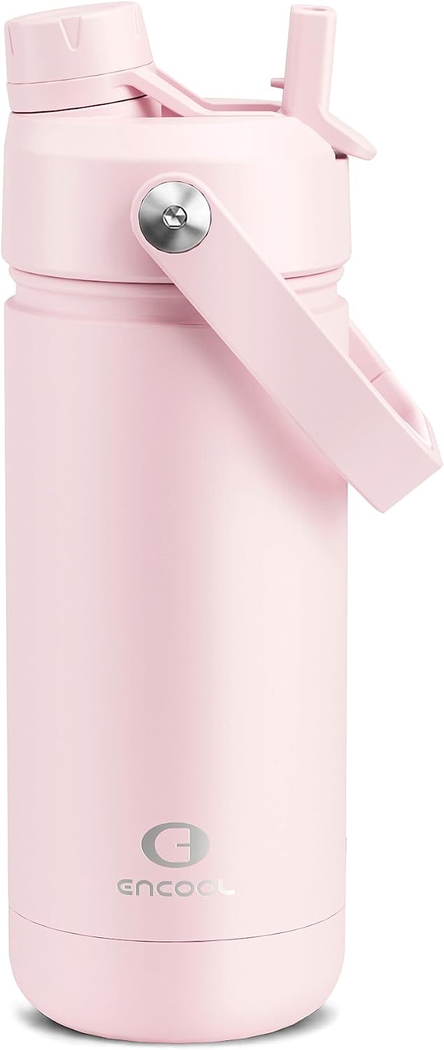 Insulated Water Bottle with Straw Stainless Steel Water Bottle, Leak-Proof, BPA-Free, Double Wall Vacuum Keeps Cold for 24 Hours for Sports, Travel, School (26 oz, Cotton Candy) - Colors B