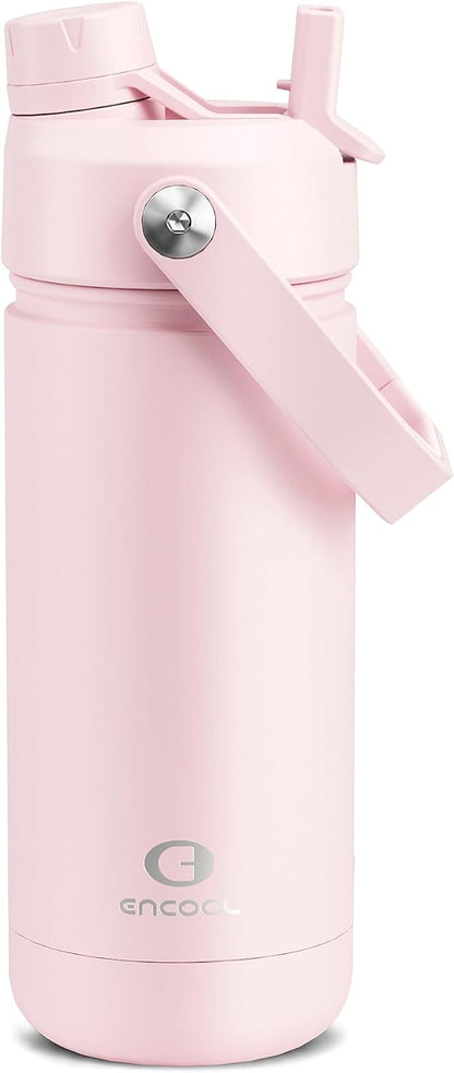 Insulated Water Bottle with Straw Stainless Steel Water Bottle, Leak-Proof, BPA-Free, Double Wall Vacuum Keeps Cold for 24 Hours for Sports, Travel, School (26 oz, Cotton Candy) - Colors B