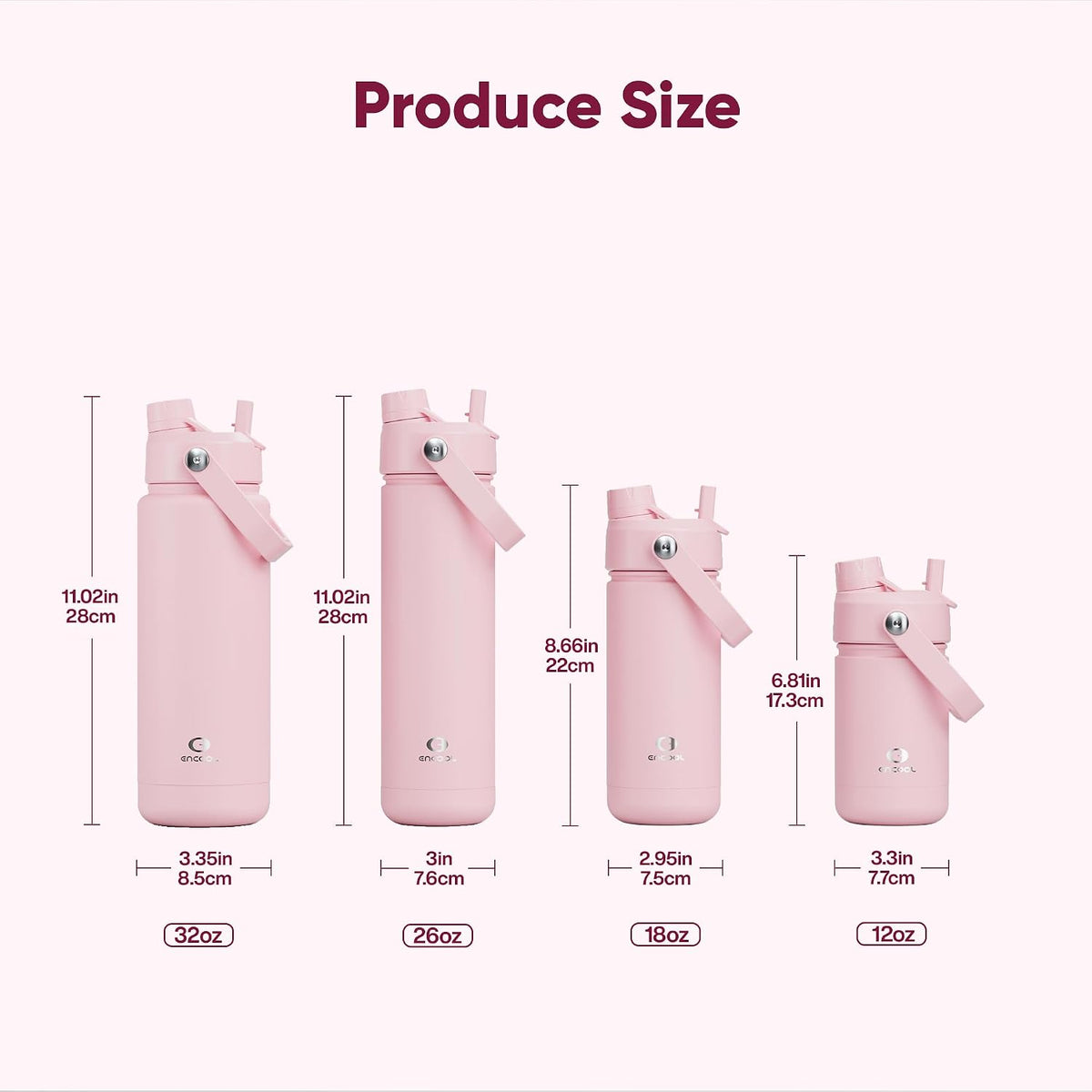 Insulated Water Bottle with Straw Stainless Steel Water Bottle, Leak-Proof, BPA-Free, Double Wall Vacuum Keeps Cold for 24 Hours for Sports, Travel, School (26 oz, Cotton Candy) - Colors B