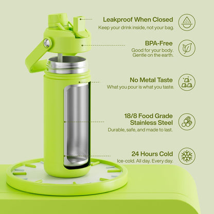 Insulated Water Bottle with Straw Stainless Steel Water Bottle, Leak-Proof, BPA-Free, Double Wall Vacuum Keeps Cold for 24 Hours for Sports, Travel, School (26 oz, Cotton Candy) - Colors B