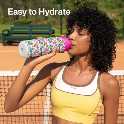 Insulated Water Bottle with Straw Stainless Steel Water Bottle, Leak-Proof, BPA-Free, Double Wall Vacuum Keeps Cold for 24 Hours for Sports, Travel, School (26 oz, Cotton Candy) - Colors B