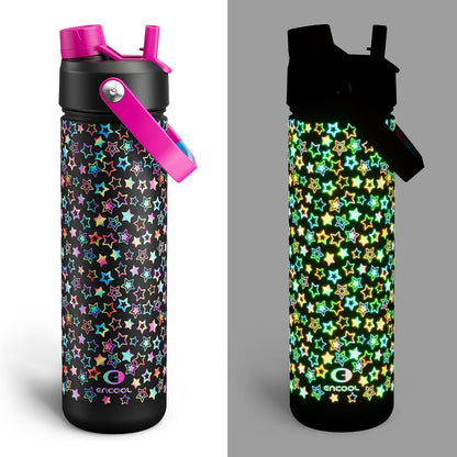 Insulated Water Bottle with Straw Stainless Steel Water Bottle, Leak-Proof, BPA-Free, Double Wall Vacuum Keeps Cold for 24 Hours for Sports, Travel, School (26 oz, Cotton Candy) - Colors B
