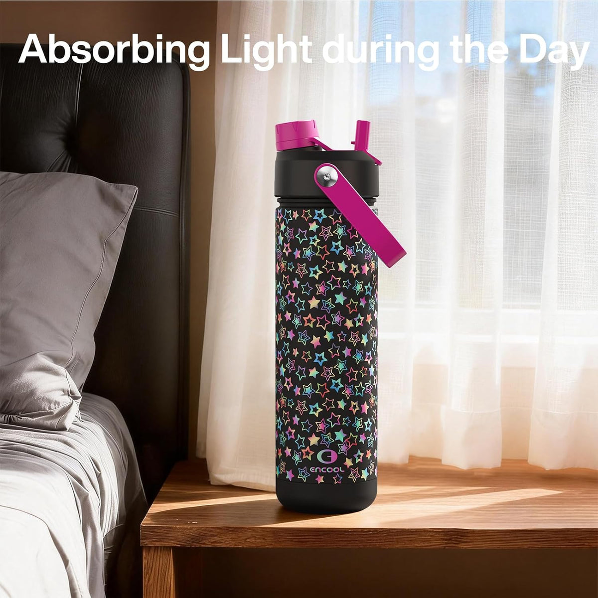 Insulated Water Bottle with Straw Stainless Steel Water Bottle, Leak-Proof, BPA-Free, Double Wall Vacuum Keeps Cold for 24 Hours for Sports, Travel, School (26 oz, Cotton Candy) - Colors B