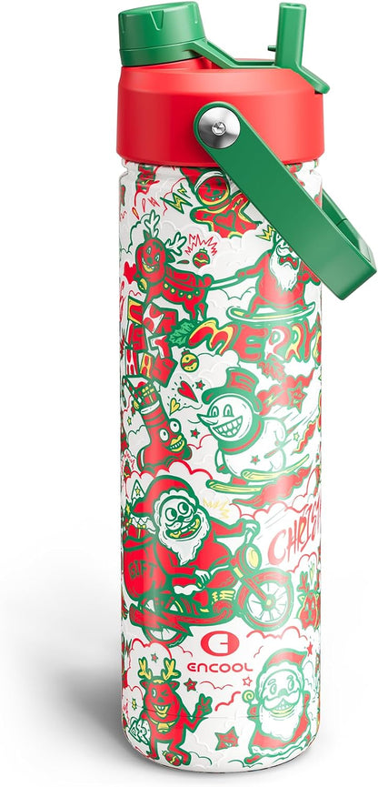 Insulated Water Bottle with Straw Stainless Steel Water Bottle, Leak-Proof, BPA-Free, Double Wall Vacuum Keeps Cold for 24 Hours for Sports, Travel, School (26 oz, Cotton Candy) - Colors B