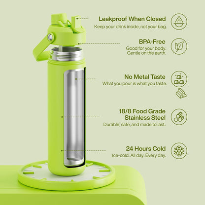 Insulated Water Bottle with Straw Stainless Steel Water Bottle, Leak-Proof, BPA-Free, Double Wall Vacuum Keeps Cold for 24 Hours for Sports, Travel, School (26 oz, Cotton Candy) - Colors B
