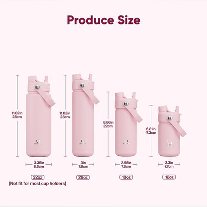 Insulated Water Bottle with Straw Stainless Steel Water Bottle, Leak-Proof, BPA-Free, Double Wall Vacuum Keeps Cold for 24 Hours for Sports, Travel, School (26 oz, Cotton Candy) - Colors B