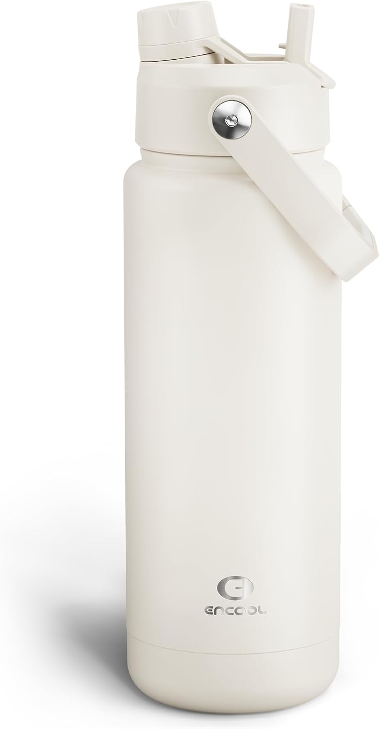 Insulated Water Bottle with Straw Stainless Steel Water Bottle, Leak-Proof, BPA-Free, Double Wall Vacuum Keeps Cold for 24 Hours for Sports, Travel, School (26 oz, Cotton Candy) - Colors B