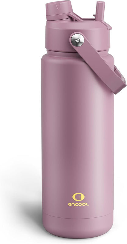 Insulated Water Bottle with Straw Stainless Steel Water Bottle, Leak-Proof, BPA-Free, Double Wall Vacuum Keeps Cold for 24 Hours for Sports, Travel, School (26 oz, Cotton Candy) - Colors B