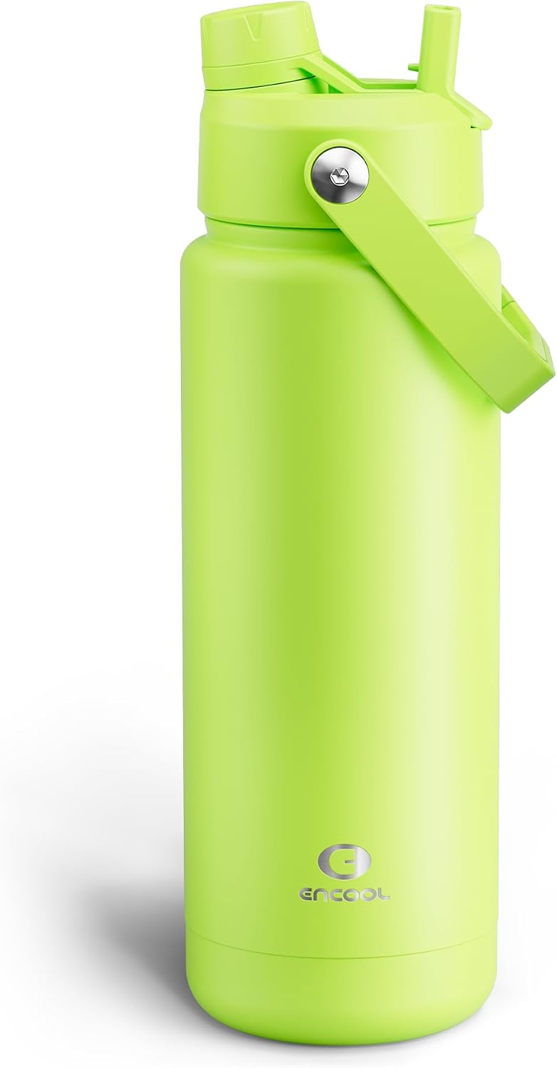 Insulated Water Bottle with Straw Stainless Steel Water Bottle, Leak-Proof, BPA-Free, Double Wall Vacuum Keeps Cold for 24 Hours for Sports, Travel, School (26 oz, Cotton Candy) - Colors B